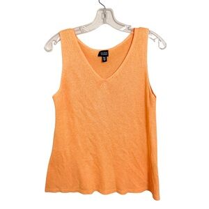 Eileen Fisher Apricot Orange Italian Yarn V-Neck Sleeveless Sweater Size‎ Medium